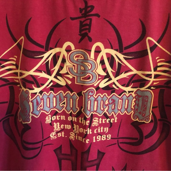 ✨Very Rare!✨ Vintage Y2K Seven Brand Jeans Fuschia Tshirt - LRG - Picture 6 of 7